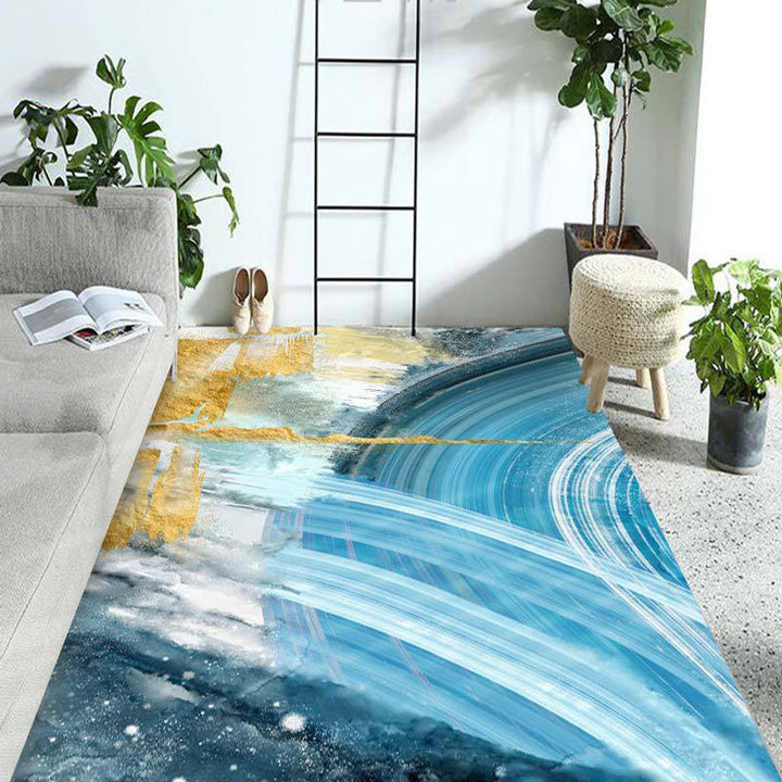 New Modern Rug in Purple and Blue Abstract Painting Pattern Rug Polyester Non-Slip Rug for Home Decor | Bowlift
