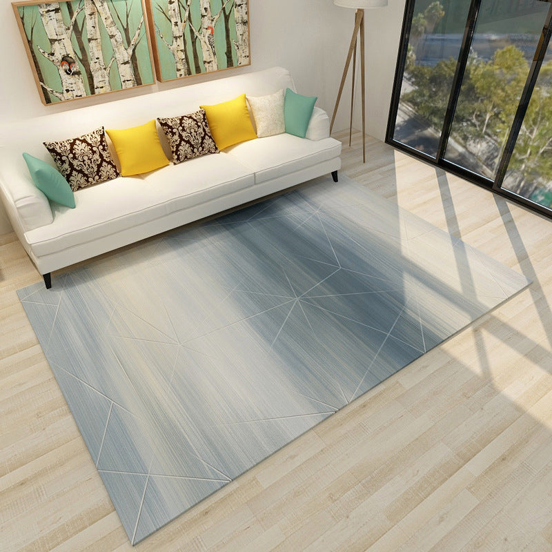 Gray and Blue Bedroom Rug Modern Abstract Pattern Rug Polyester Non-Slip Backing Rug | Bowlift