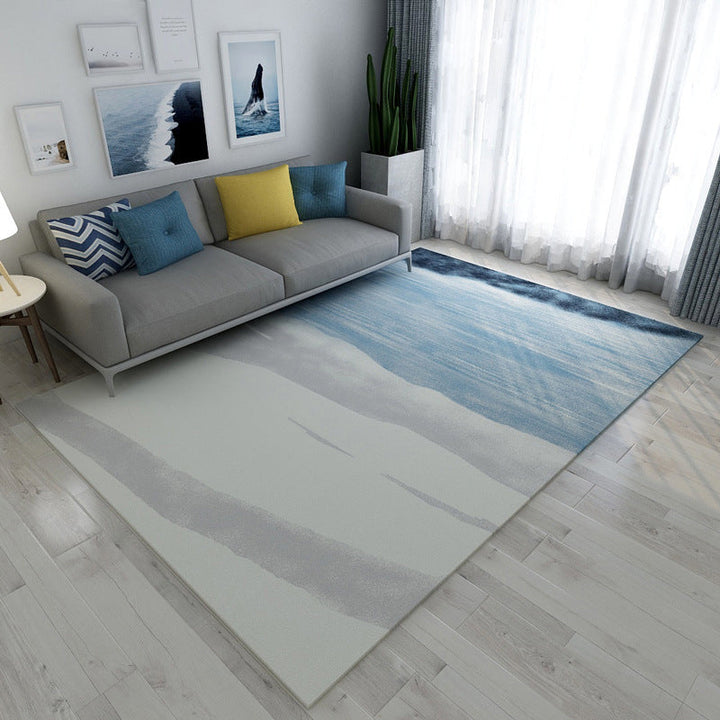 Gray and Blue Bedroom Rug Modern Abstract Pattern Rug Polyester Non-Slip Backing Rug | Bowlift