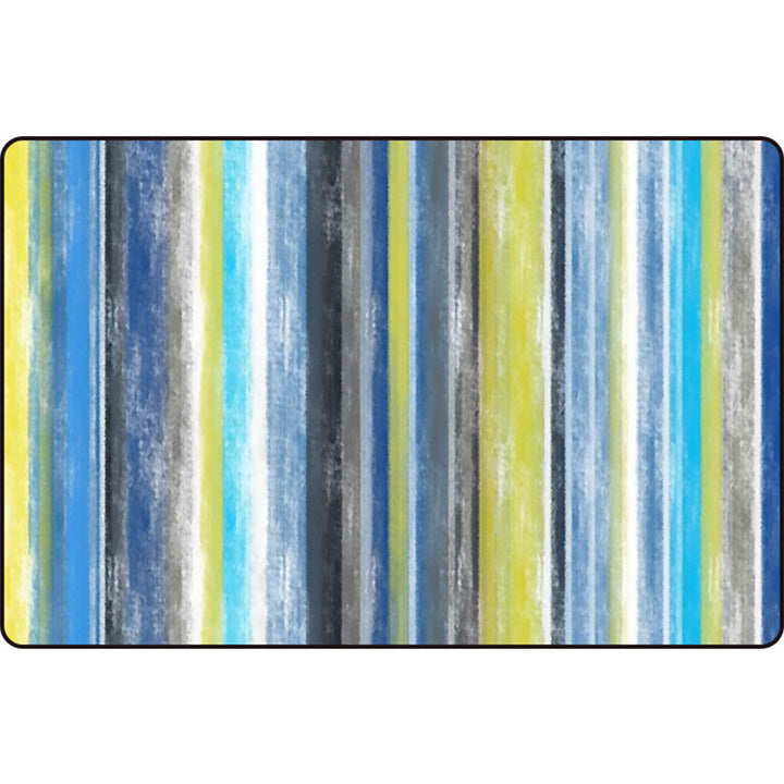 Minimalist modern rug in orange and blue with abstract stripe pattern rug polyester washable rug for home decor | Bowlift