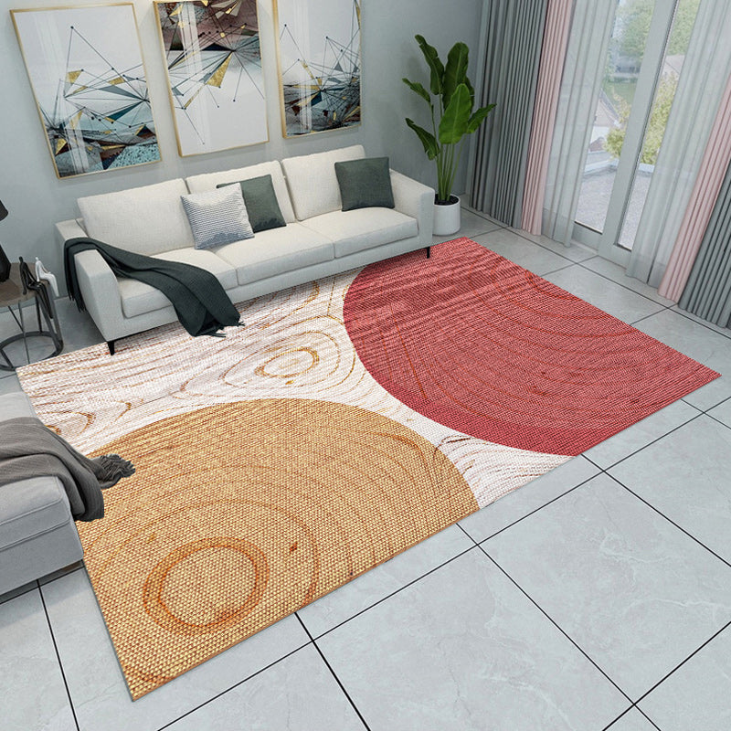 Gray and Yellow Bedroom Rug Modern Color Block Circle Rectangle Pattern Rug Polyester Washable Rug | Bowlift