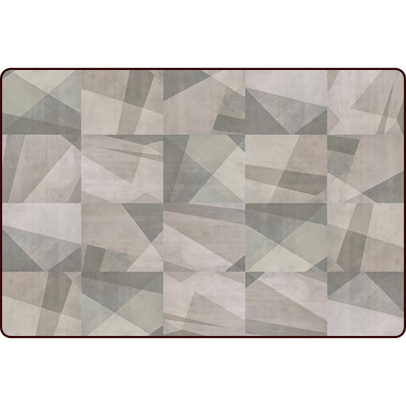 Modern living room rug in gray color block square print rug polyester non-slip back rug | Bowlift