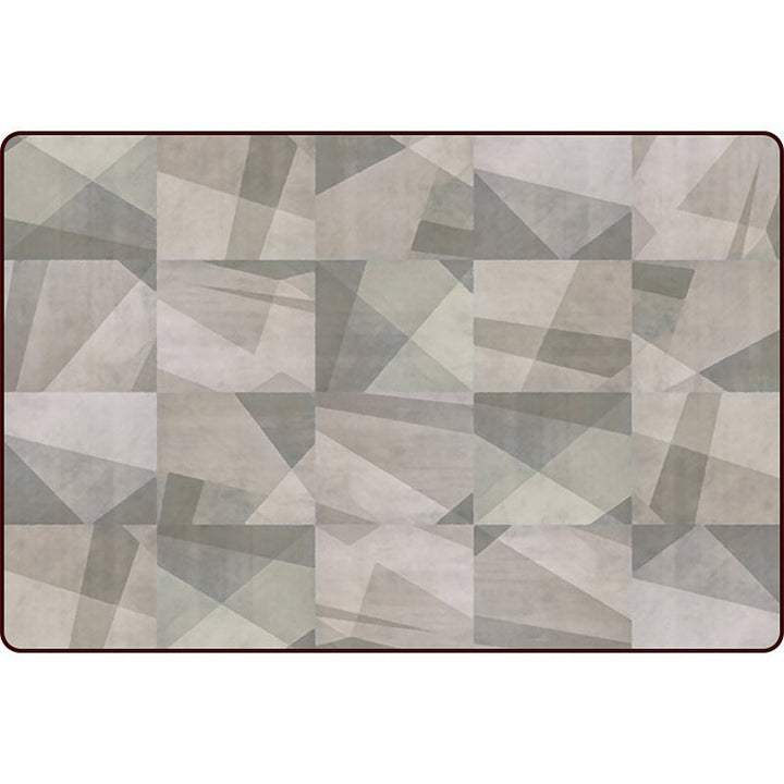 Modern living room rug in gray color block square print rug polyester non-slip back rug | Bowlift