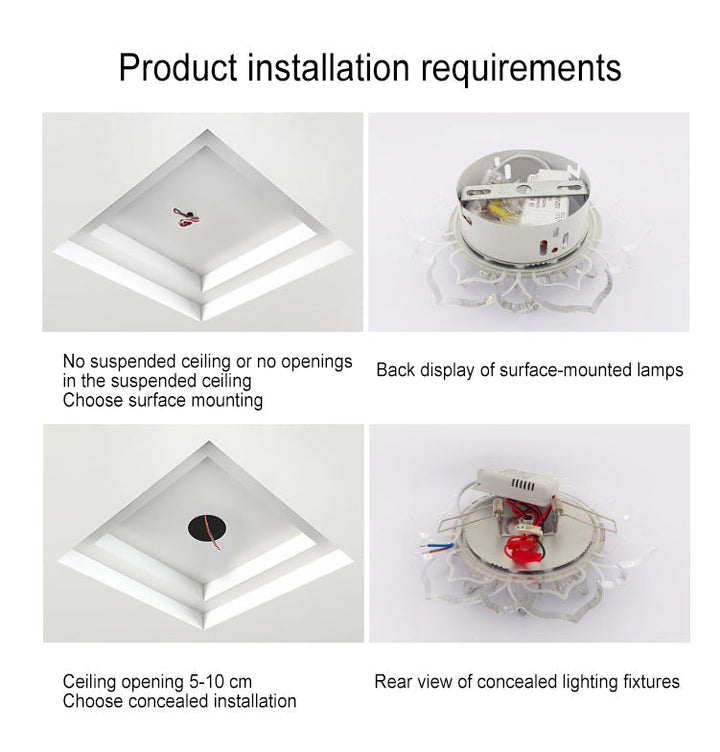 BowLift GlowPetal | LED Crystal Ceiling Light | Flower Shaped, RGB Color Changing & Energy Efficient