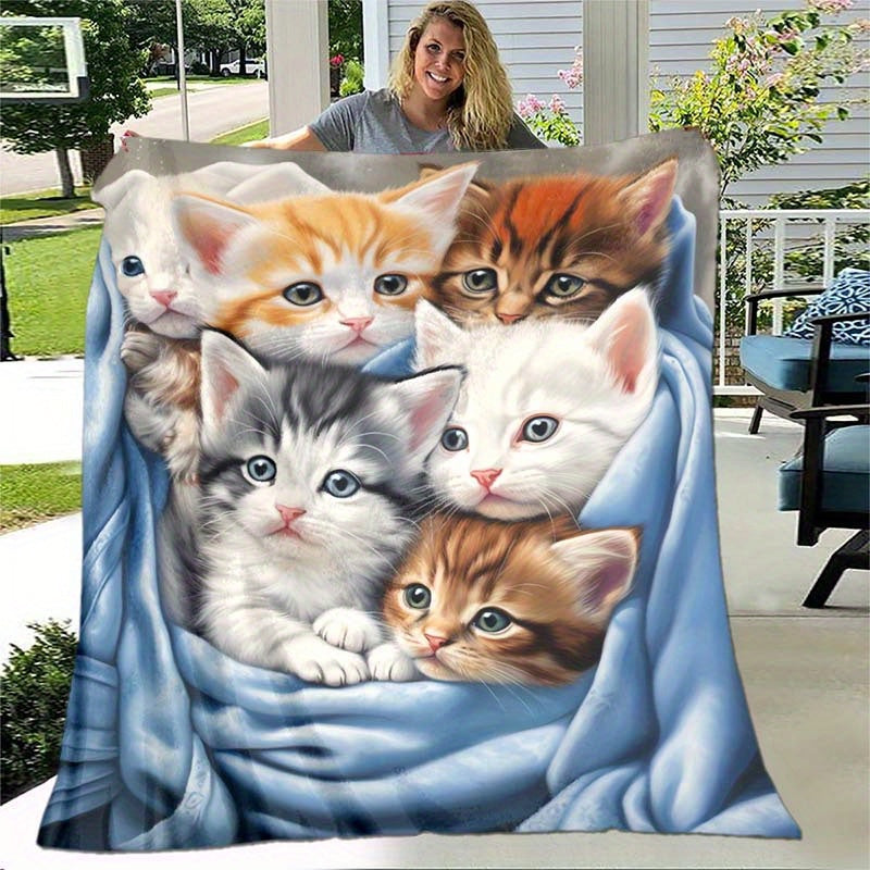 FluffyCat – Soft Flannel Blankets with Cat Print Bowlift