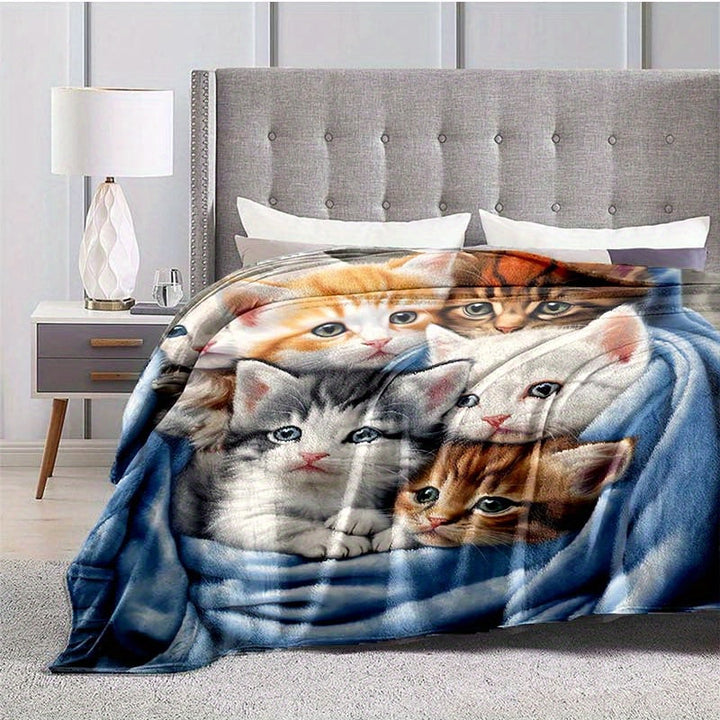 FluffyCat – Soft Flannel Blankets with Cat Print Bowlift