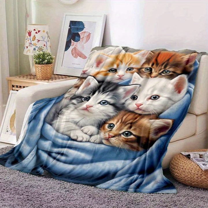 FluffyCat – Soft Flannel Blankets with Cat Print Bowlift