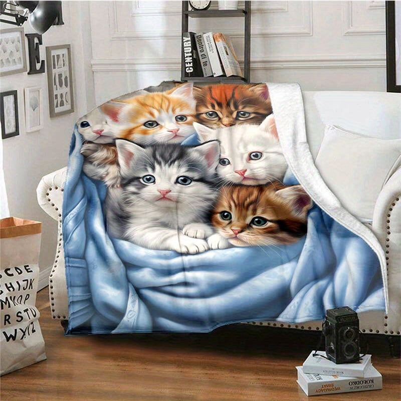 FluffyCat – Soft Flannel Blankets with Cat Print Bowlift