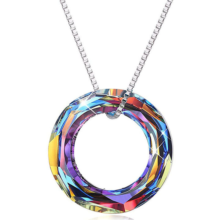 Crystal Circle Pendant Necklace Bowlift