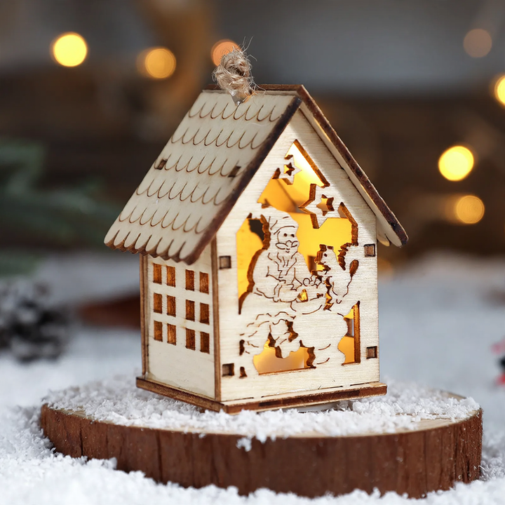 Decorative LED wooden cabin for Christmas atmosphere
