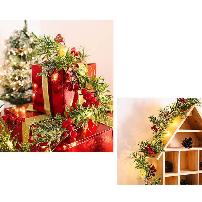 BowLift | Christmas Red Fruit Pine Needle LED Copper Wire Decorative Battery String Lights