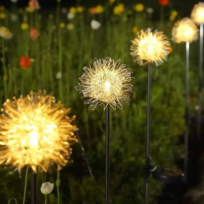 Solar Dandelion Aluminum Wire Globe Light LED Outdoor Waterproof Luminous Garden Insert Ground Landscape Light | Bowlift