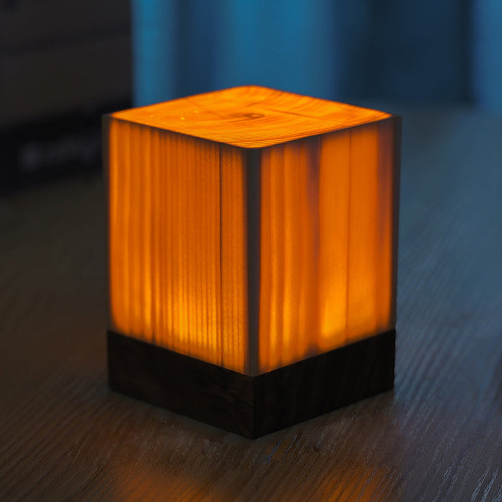 Cordless LED table lamp with rechargeable battery and touch control – Warm wood design for a cozy atmosphere | Bowlift