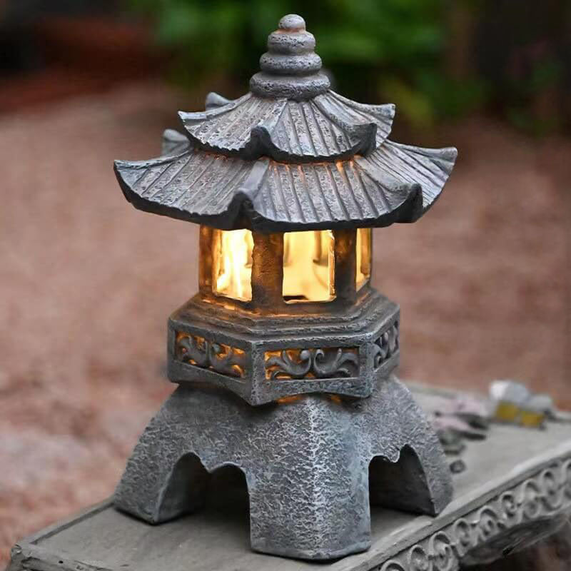 Retro Decorative Solar Tower Resin LED Outdoor Landscape Lighting | Bowlift