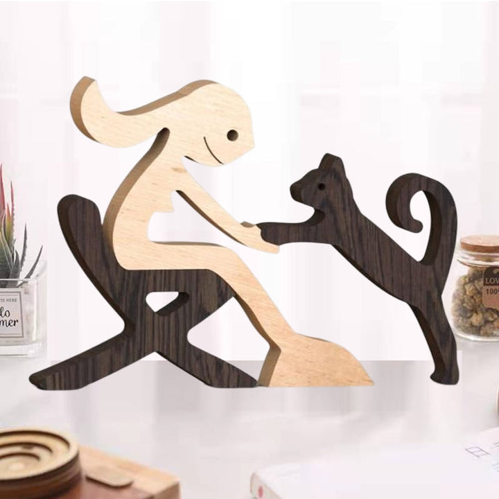 Gift For Pet Lovers - Wood Sculpture Table Ornaments - The Love Between You And Your Fur-Friend | Bowlift