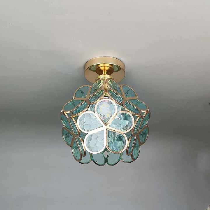 Artistic Glass Ceiling Lamp with Floral Pattern - FlowerHall | Bowlift