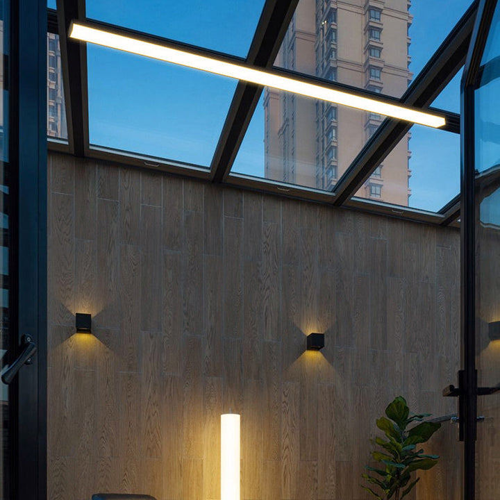 Modern Minimalist Long Rectangle Aluminum PC LED Flush Mount Ceiling Light For Outdoor Patio | Bowlift