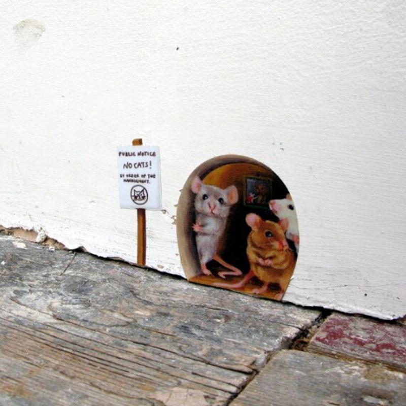 BowLift | Realistic 3D Mouse Hole Wall Sticker