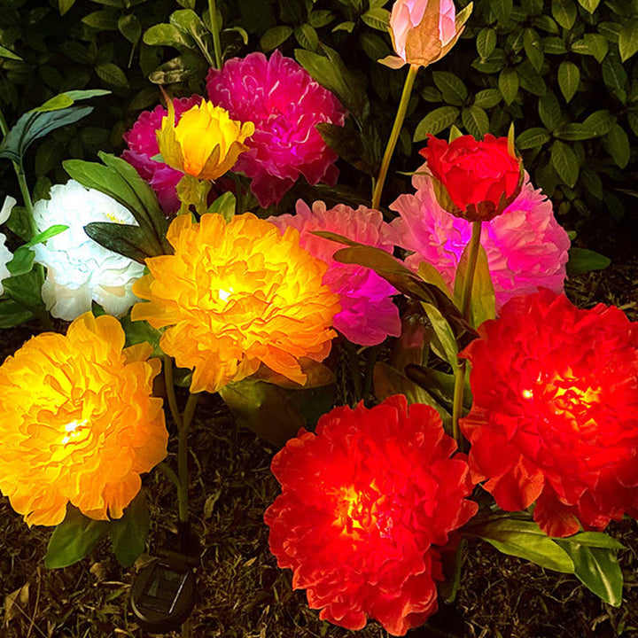 Contemporary Creative Solar Peony Flower LED Waterproof Lawn Landscape Insert Light For Outdoor Patio | Bowlift