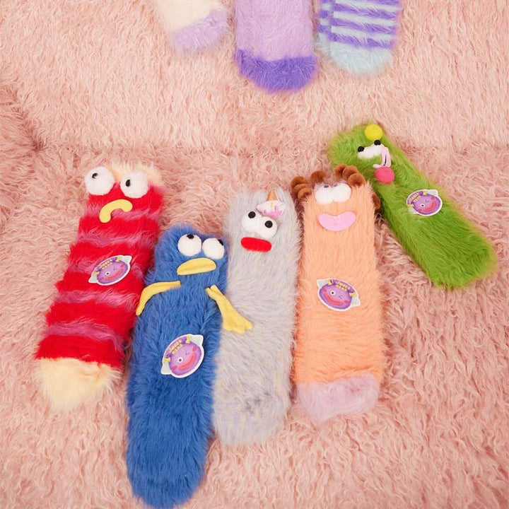 BowLift | Coral velour three-dimensional original socks