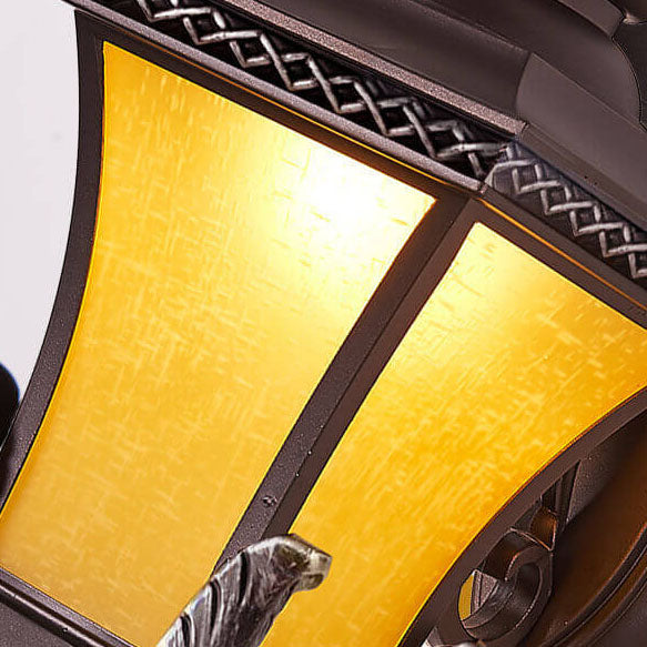 European Vintage Outdoor Square Cage Aluminum Glass 1-Light Wall Sconce Lamp | Bowlift
