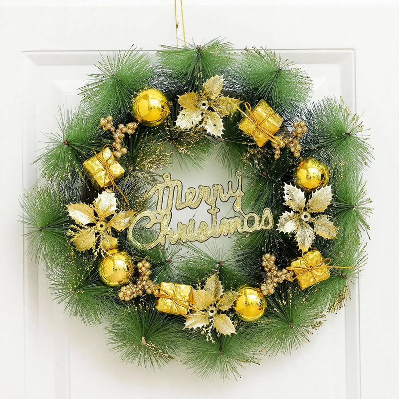 Illuminated Christmas wreath with hanging