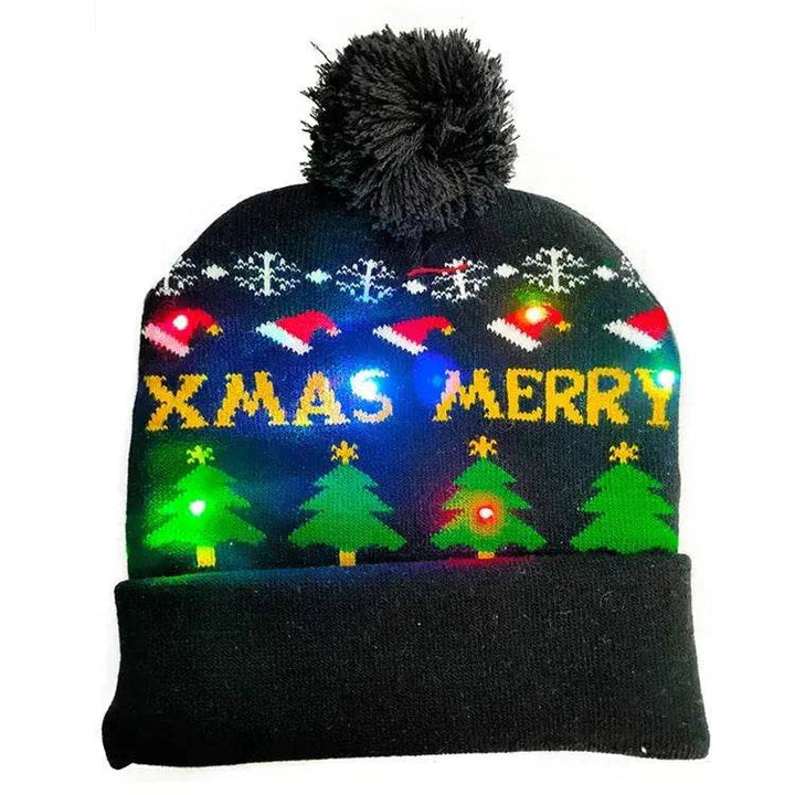 BowLift | LED Christmas Hat Sweater Knitted Beanie Christmas Light Up Knitted Hat Christmas Gift  Kids Xmas New Year Decorations