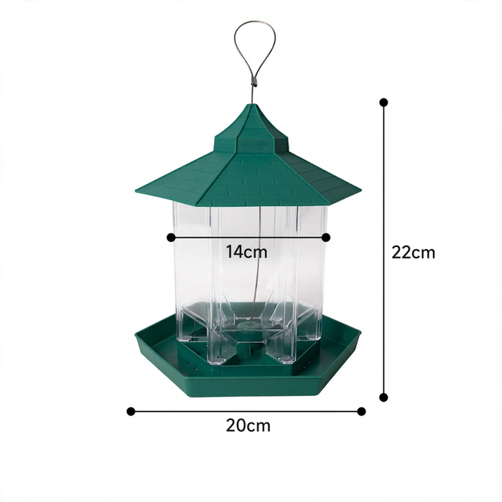 Semi-automatic feeding station for birds, hanging