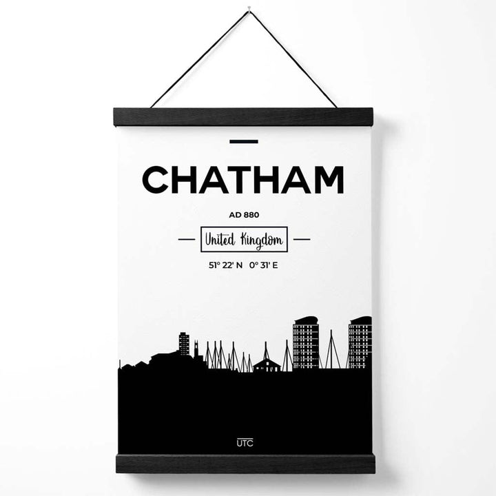 Chatham Black-and-white City Skyline Poster with Hanger | Bowlift
