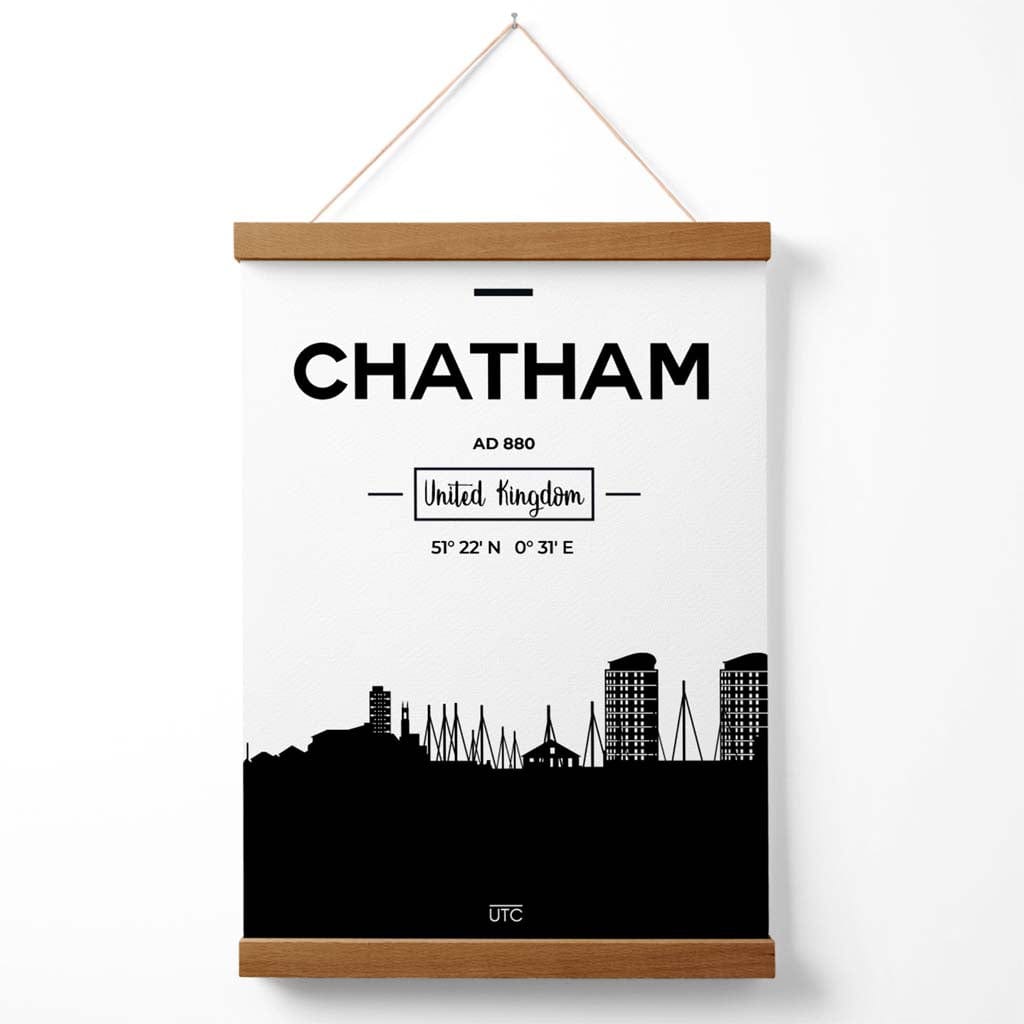 Chatham Black-and-white City Skyline Poster with Hanger | Bowlift