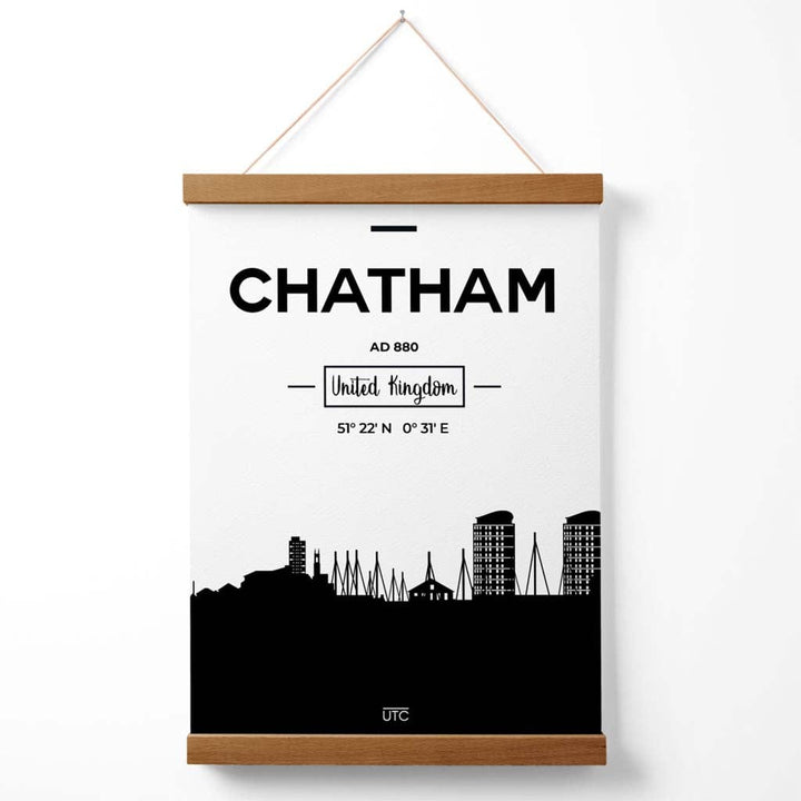Chatham Black-and-white City Skyline Poster with Hanger | Bowlift