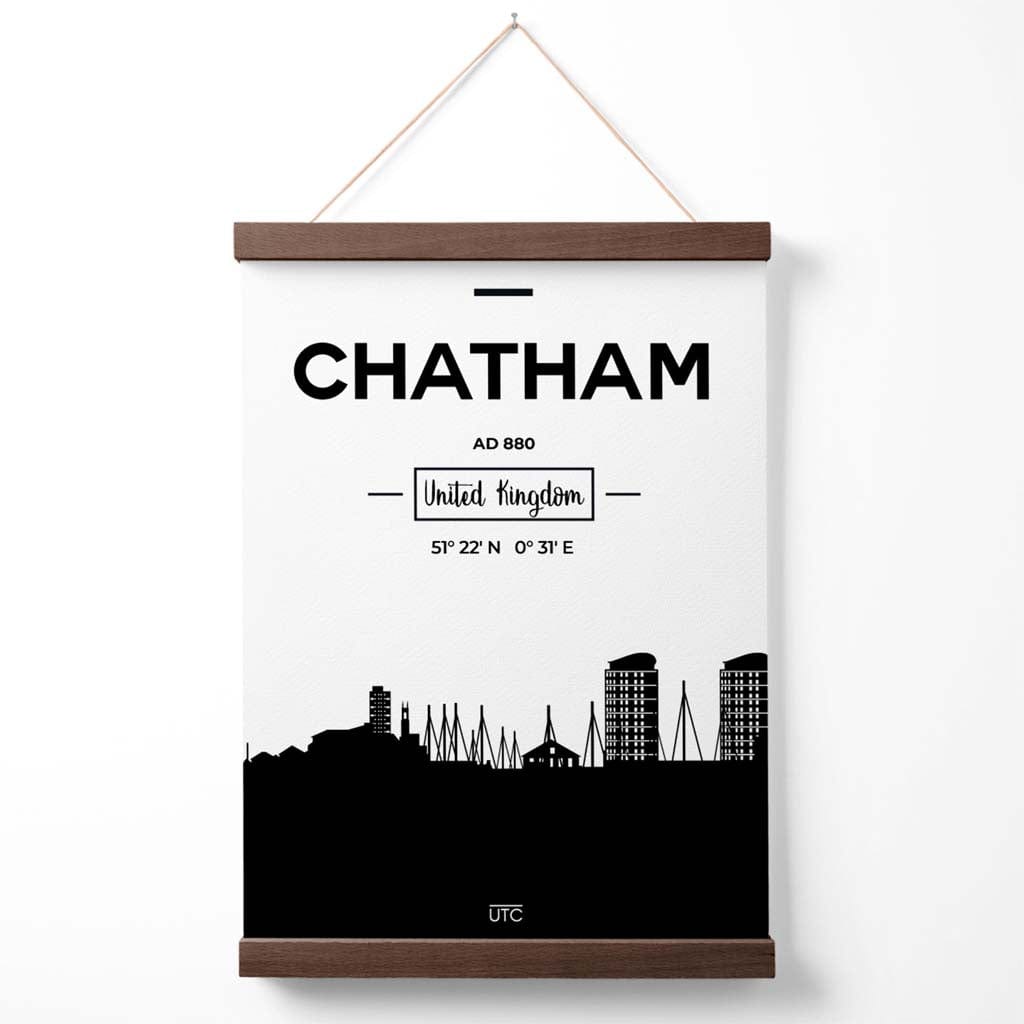 Chatham Black-and-white City Skyline Poster with Hanger | Bowlift