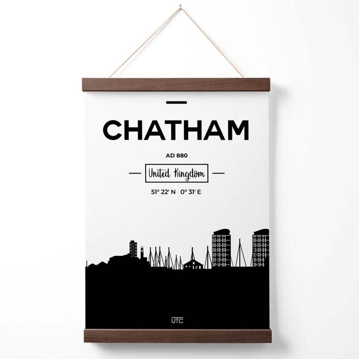 Chatham Black-and-white City Skyline Poster with Hanger | Bowlift