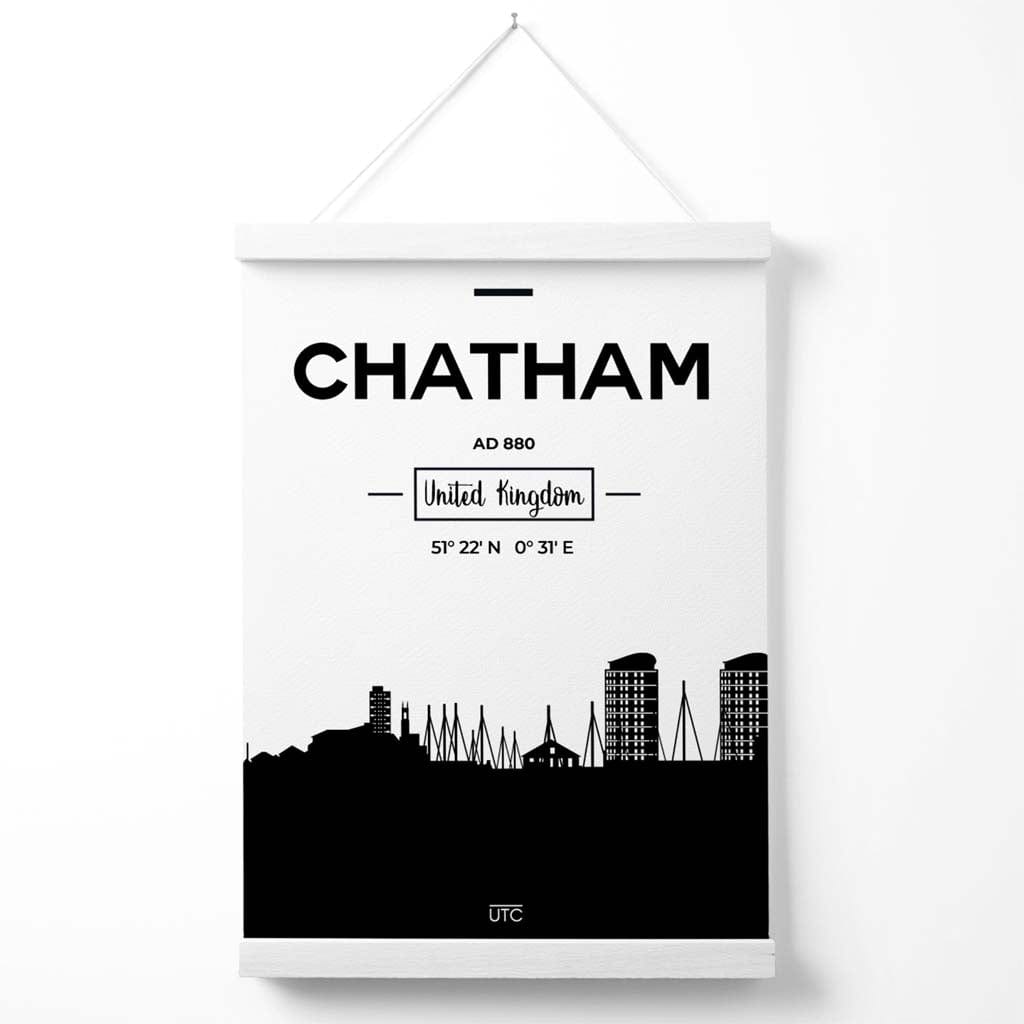 Chatham Black-and-white City Skyline Poster with Hanger | Bowlift