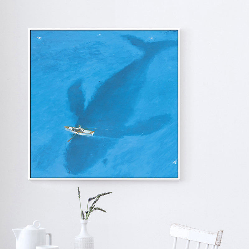 BowLift | Blue Dolphin and Boat Canvas Textured Tropical Dining Room Wall Decor, Multiple Sizes