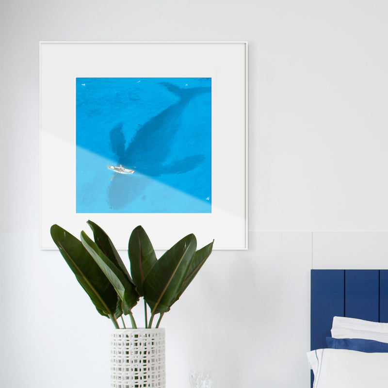 BowLift | Blue Dolphin and Boat Canvas Textured Tropical Dining Room Wall Decor, Multiple Sizes
