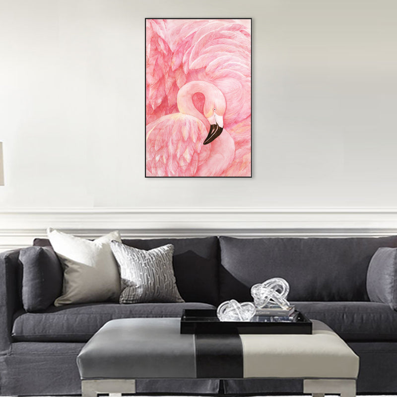 BowLift | Flamingo-pattern wall decoration in pastel color tropical style painting for living room