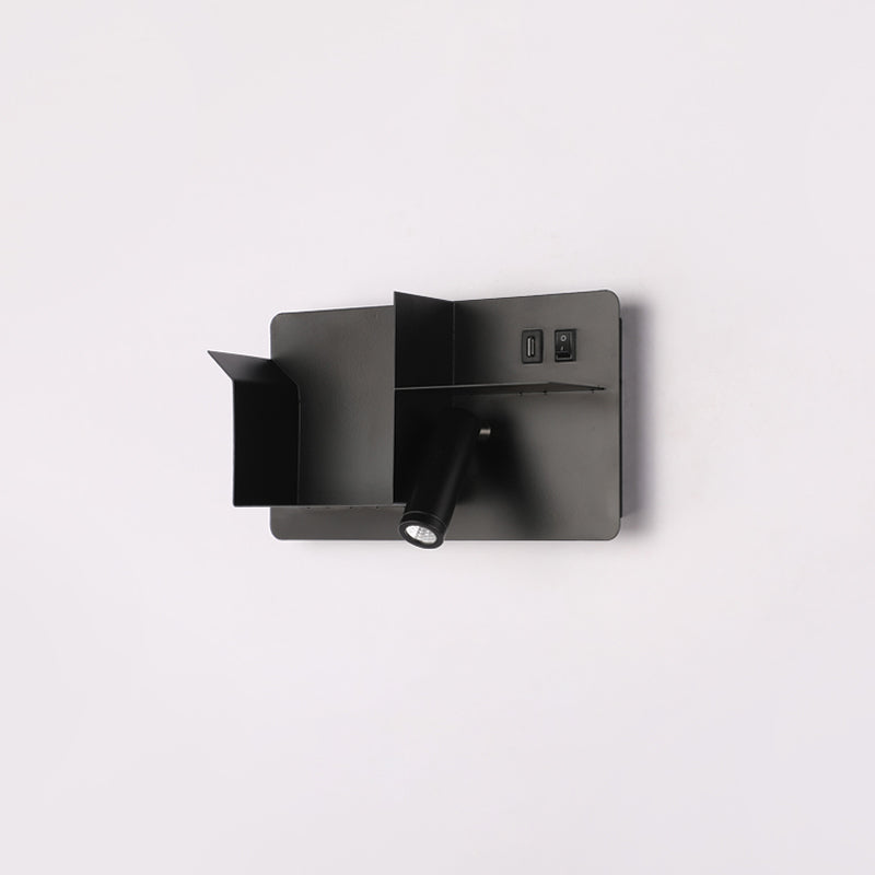 BowLift | Metallic Tube Wall Light Modernist Modernism Black/White LED Wall Light with Shelf Frame