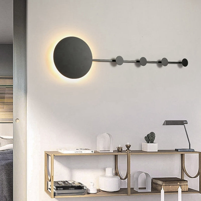 BowLift | Circle Wall Mount Lights Modernist Metal Black/White LED Wall Light with Hooks Design in Warm/White Light