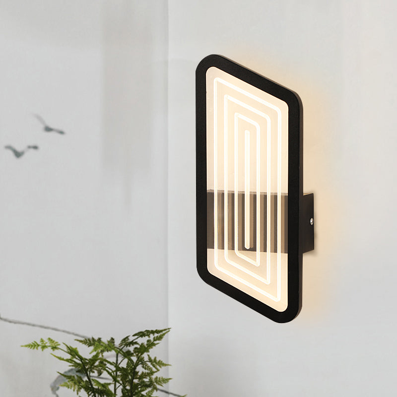BowLift | Black/Gold Rectangular Wall Light Fixture Nordic Metal Wall Lamp Lighting in Warm/White Light, 12.5"/19.5" Wide