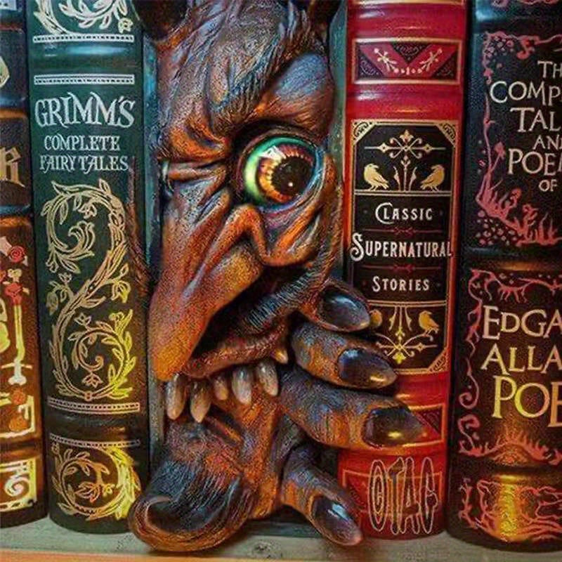 Mystical Charm - Unique Monster Bookend in Black and Grey Bowlift