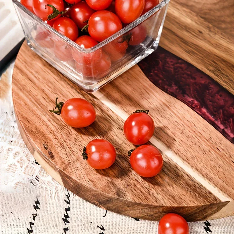 Round cutting board made of acacia wood – Versatile kitchen board for steak, snacks, and more Bowlift