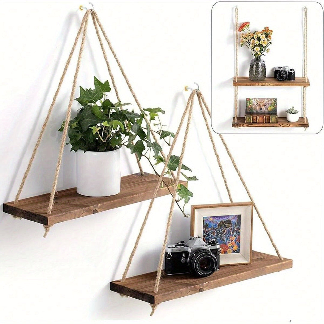 DecoShelf - Elegant Floating Shelf with Adjustable Rope Bowlift