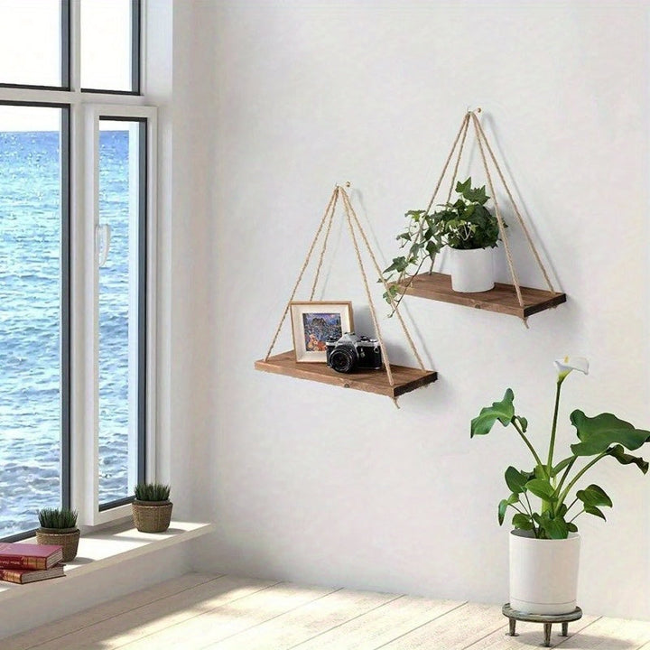 DecoShelf - Elegant Floating Shelf with Adjustable Rope Bowlift
