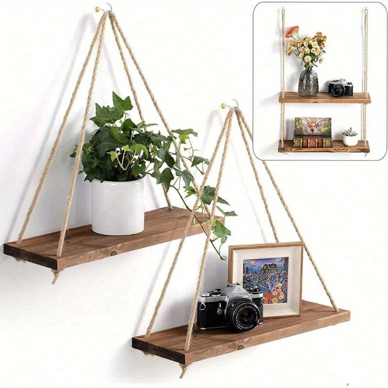 DecoShelf - Elegant Floating Shelf with Adjustable Rope Bowlift