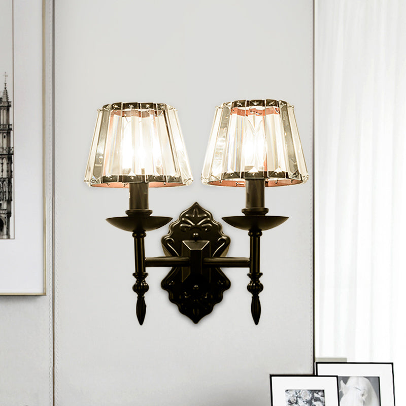 BowLift | Cone Wall Lamp Simple Crystal Prisms 1/2-Cup Black Wall Lamp with Candle Holder Design
