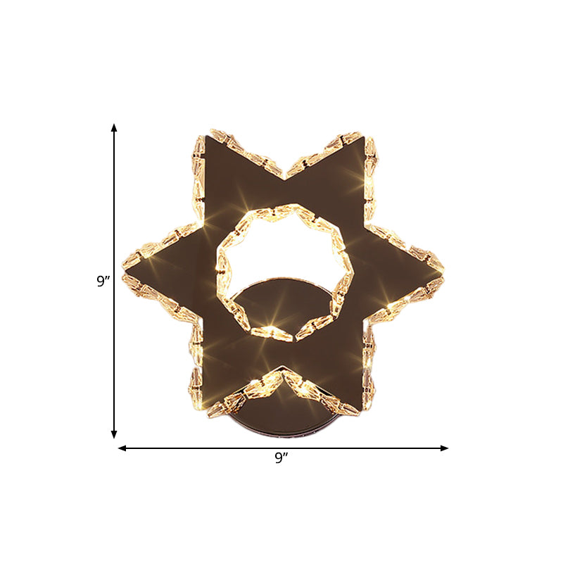 BowLift | Hand-cut Crystal Flower/Star Wall Light Modernism LED Wall-mounted Lighting in Chrome, Warm/White Light