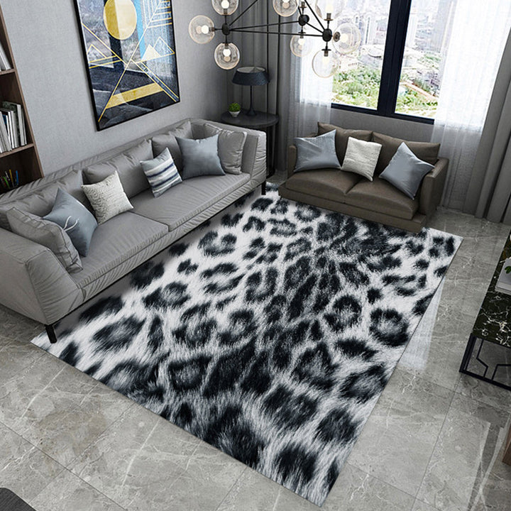 Casual modern rug in gray and brown animal leaf peacock feather pattern rug polyester non-slip rug for home decor | Bowlift