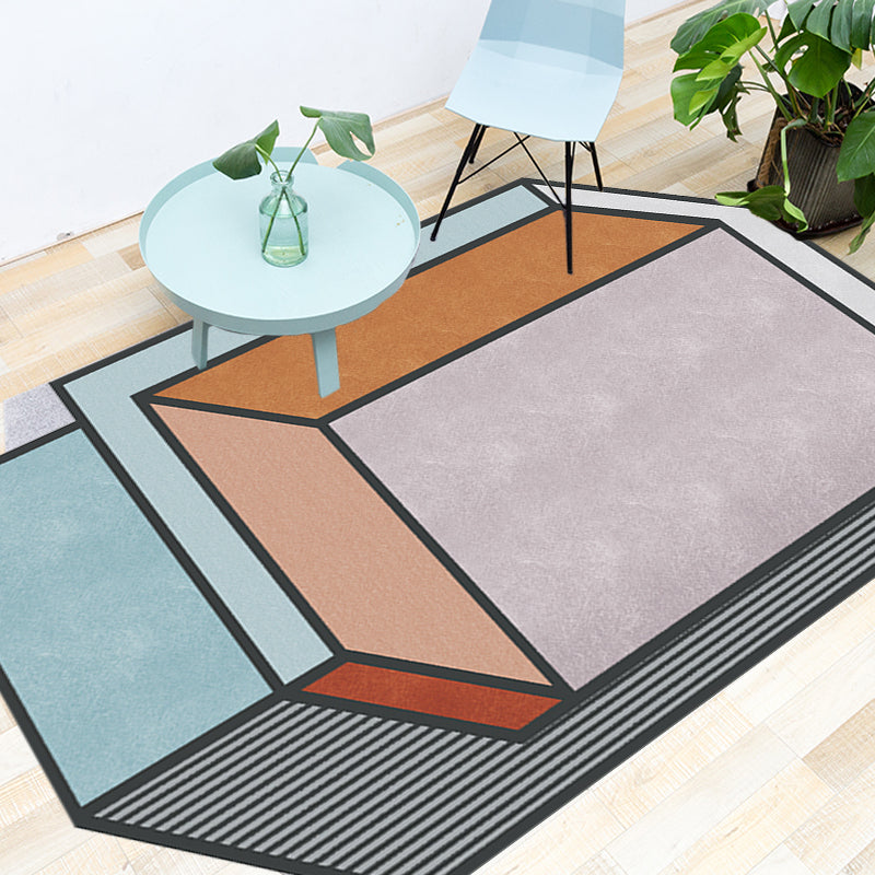 BowLift | Novelty Living Room Irregular Rug Colorful Color Block Cube Print Rug Polyester Stain Resistant Rug