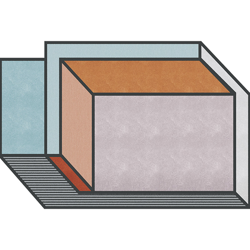 BowLift | Novelty Living Room Irregular Rug Colorful Color Block Cube Print Rug Polyester Stain Resistant Rug